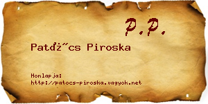 Patócs Piroska névjegykártya